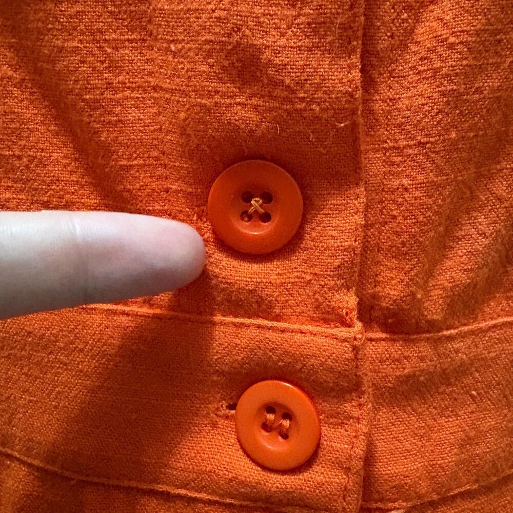 NWT Lulu's Sunny Personality Button Front Sundress Orange Linen Blend Large - Picture 3 of 7